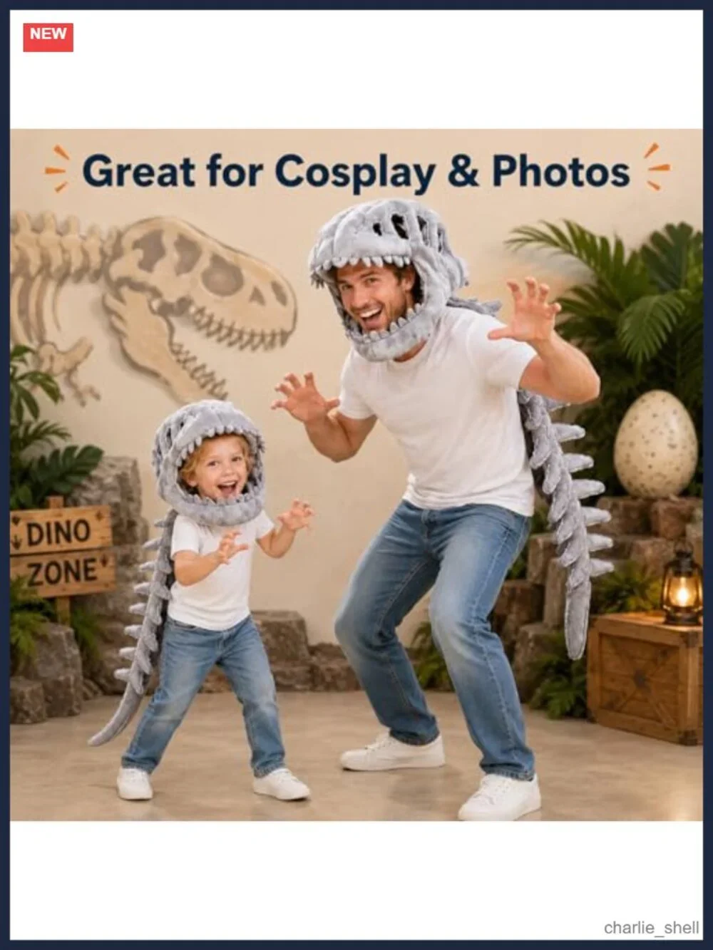 Dinosaur Skeleton Costume 3D Spinosaurus Plush Skull Spine Dress Up